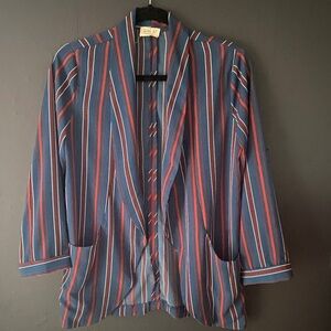 SIENNA SKY Blue Pinstriped Relaxed Blazer w/ Pockets Size Small